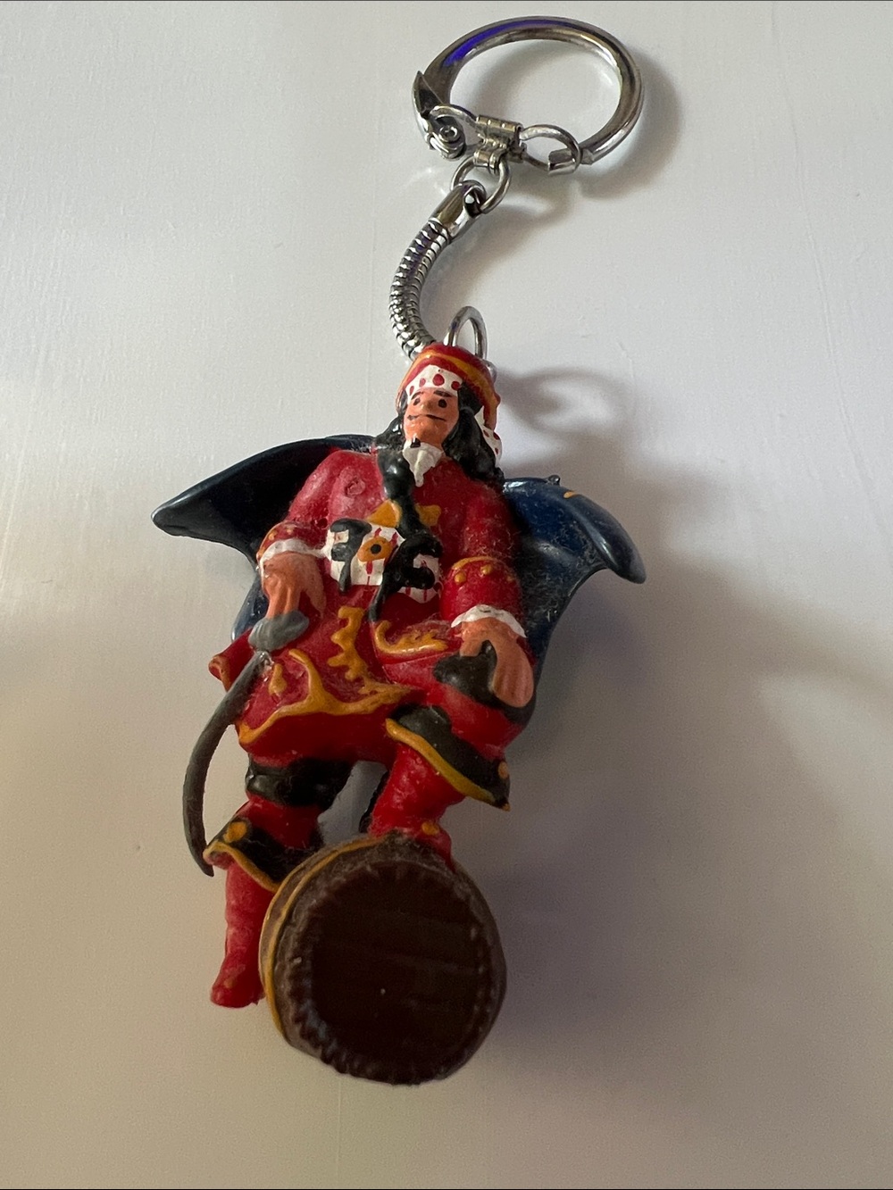 Red Pirate Keychain with Barrel and Sword